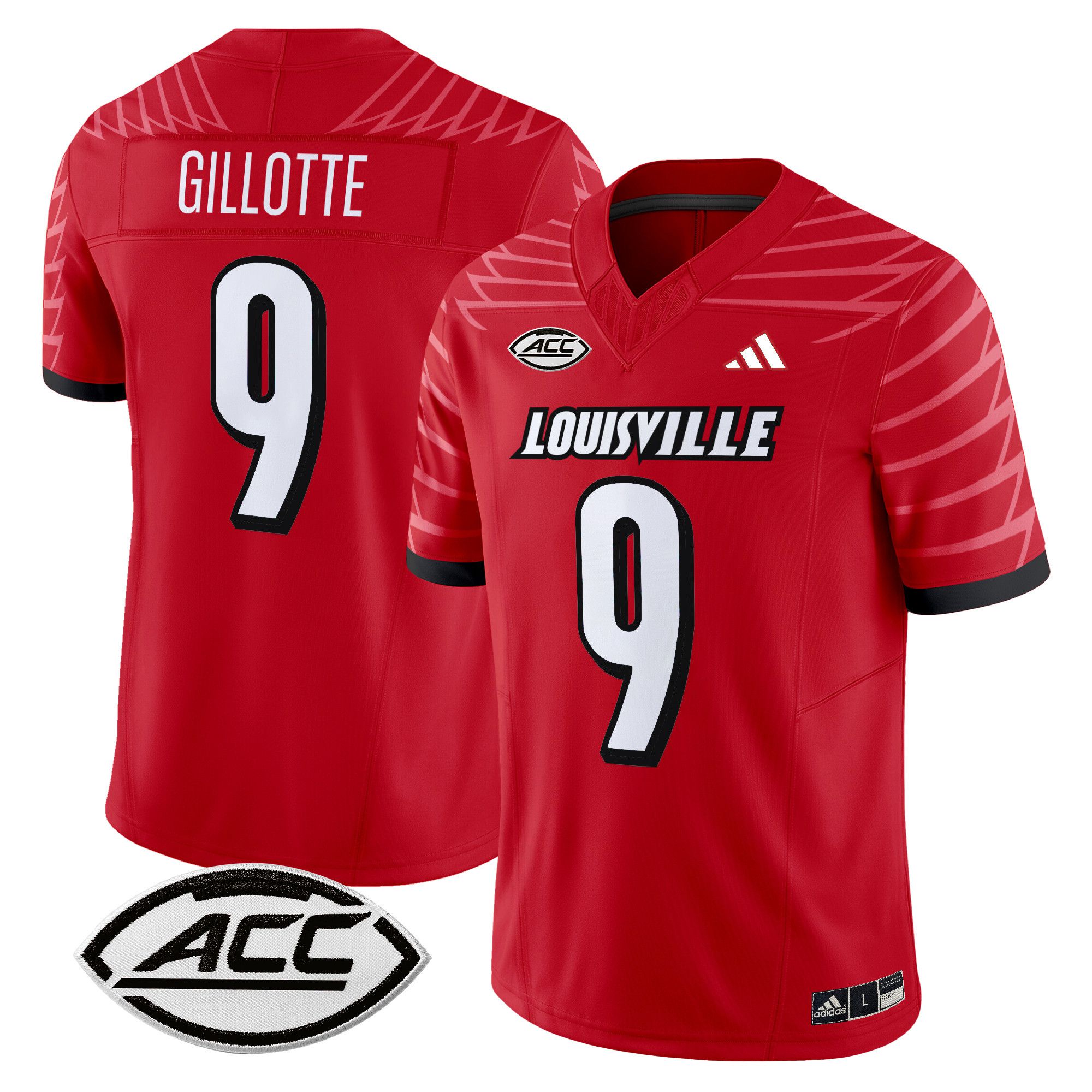 Men Louisville Cardinals #9 Gillotte Red 2024 Vapor Limited NCAA Jersey style 1